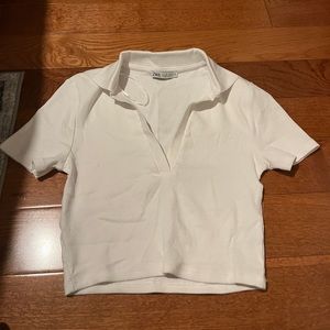 Zara cropped polo tee